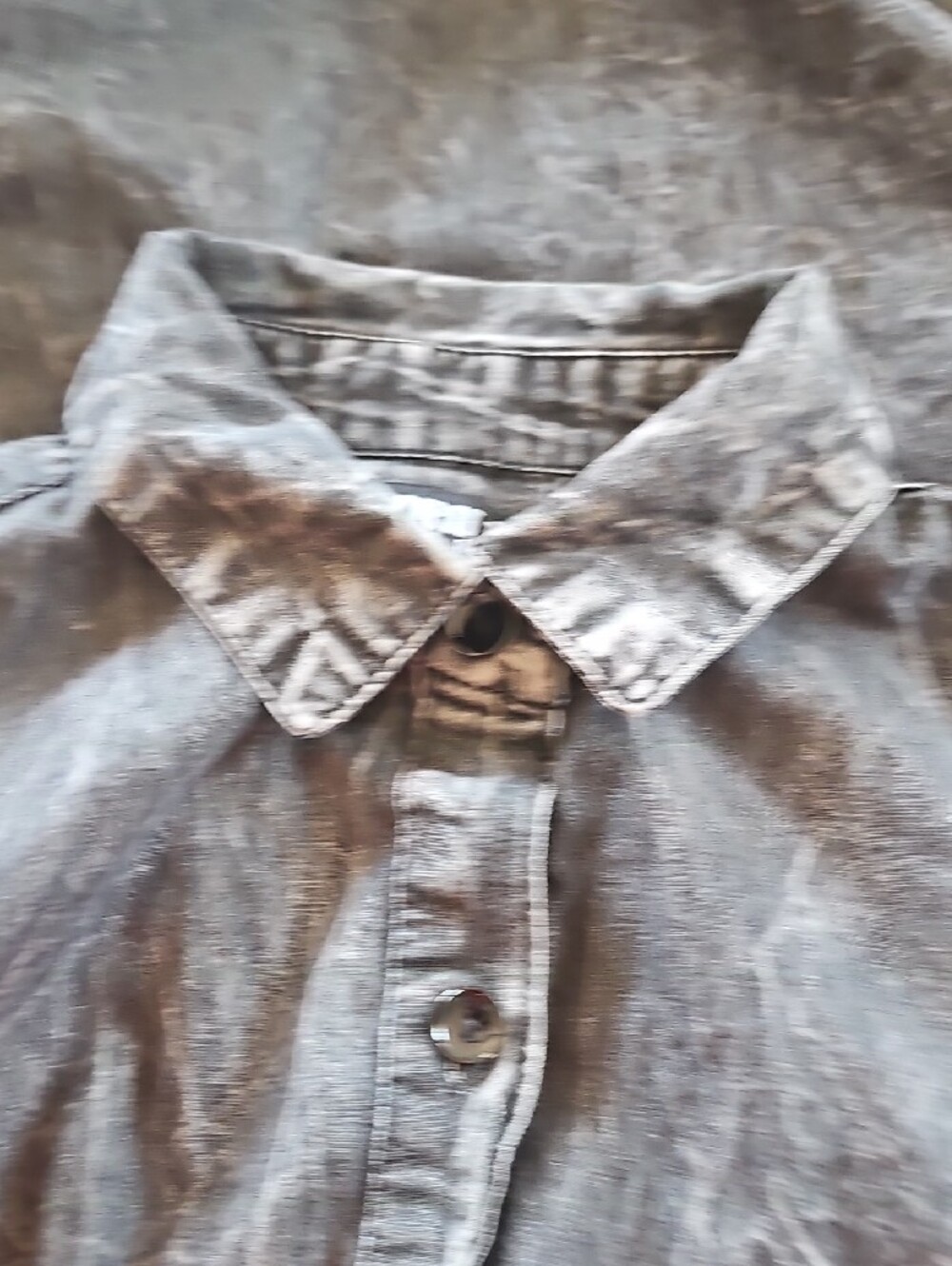 Thill Jeans Thou Shall Not Try Me Sarcastic Graphic Acid Wash Button-Up Top - Picture 11 of 15